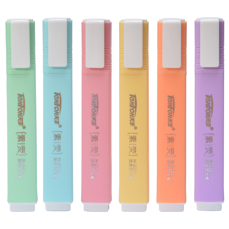 Pastel Highlighter Set Double Ended - 6 Pz/set Forma Piatta Evidenziatore di